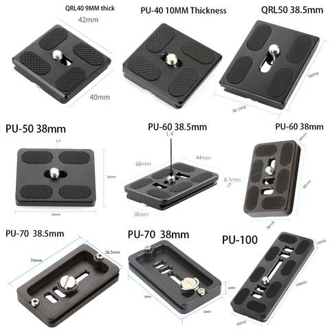 Universal Tripod Monopods PU-40 Quick Release Plate PU-50 60 70 Tripod Ball Head Arca Swiss 1/4