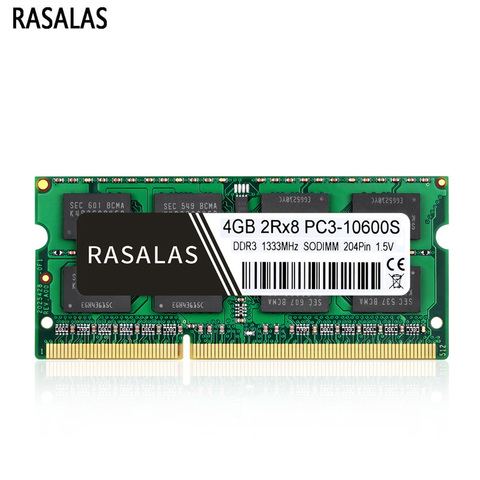 Rasalas 8GB 4GB DDR3 1333Mhz 1600Mhz PC3-10600S SO-DIMM 1.35V 1,5 V Notebook RAM 204Pin Laptop Memory sodimm ► Photo 1/6