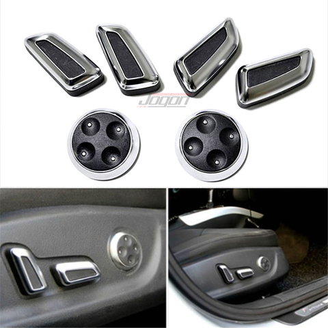 6pcs ABS Chrome Car Seat Adjustment Button Switch Cover Sticker Trim For Audi A3 A4 B8 A5 A6 C7 C6 A7 Q3 Q5 Black & Beige ► Photo 1/5