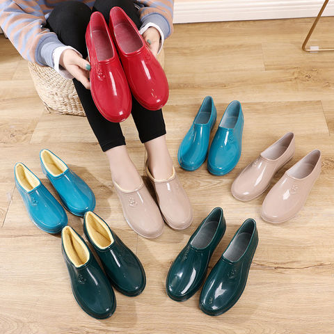 Spring/Autumn Naked Rainboots Soft Galoshes Water Shoes Rubber Boot Woman Kitchen Work Shoe for Mopping and Washing Clothes Red ► Photo 1/6