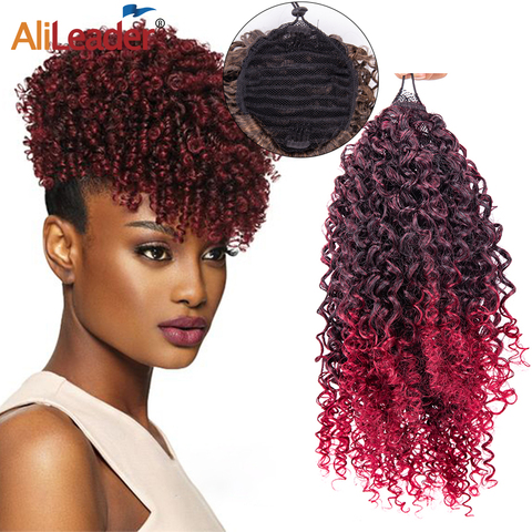 Alileader Afro Curly Wrap Around Ponytail Extension 8 inch Short Extension For Women Synthetic Puff Ponytail Hairpieces ► Photo 1/6