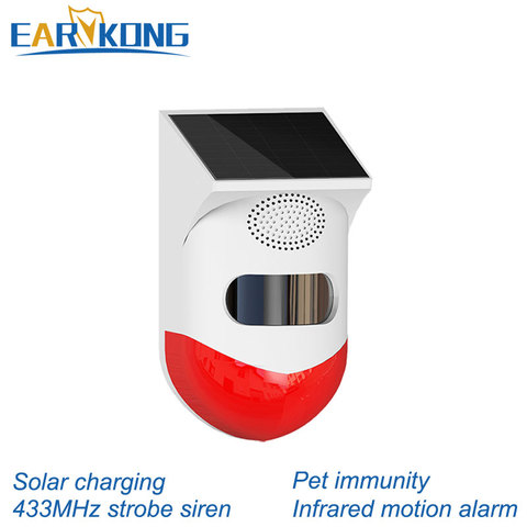 Wireless Solar Strobe Siren 433MHz Waterproof Outdoor Motion Alarm Just For Our G50 / T90 Home Burglar Wifi GSM Alarm System ► Photo 1/1