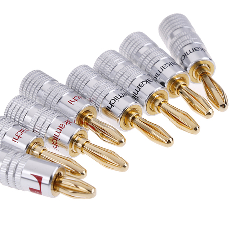 4pcs 2pairs 24K Gold Plated Speaker Banana Plug Audio Jack Connector ► Photo 1/6