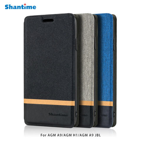 Canvas PU Leather Phone Bag Case For AGM A9 Flip Case For AGM H1/AGM A9 JBL Business Case Soft Silicone Back Cover ► Photo 1/6