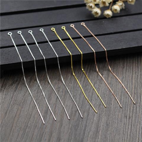 1pair 925 Sterling Silver Dia 1mm Women Stud Earrings Wire 90mm Earring Chains With Connector Ring DIY Jewelry Making Findings ► Photo 1/3