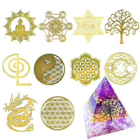 Mix 10pc New Tower Pattern Metal Copper Stickers Energy For DIY Resin Silicone Making Mould Craft Jewelry Tool Jewelry Making ► Photo 1/6