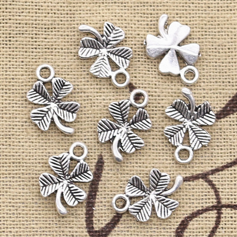 50pcs Charms Lucky Irish Four Leaf Clover 15x10mm Antique Silver Color Pendants DIY Making Findings Handmade Tibetan Jewelry ► Photo 1/1