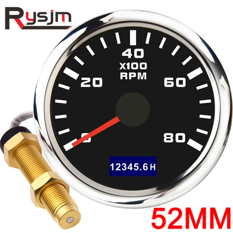 52mm Tachometer Sensor Hour Meter 3K-8K RPM Waterproof Hourmeter Gauge Lcd Display With Red Backlight For Marine Car Boat Yacht ► Photo 1/6