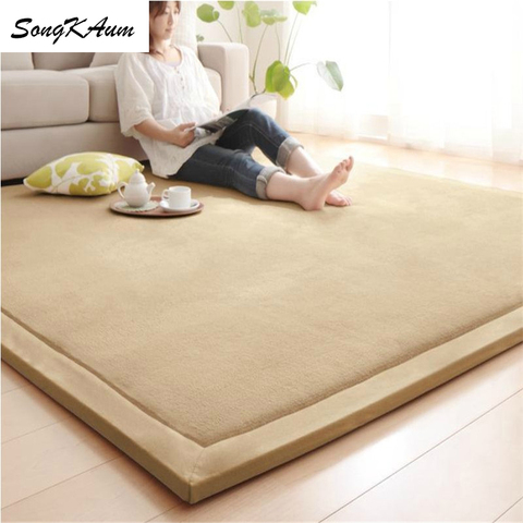 SongKAum Japanese-style Thicken Coral fleece Large Carpets Solid simple Tatami customizable Mats Bedroom Home Lving Room Rug ► Photo 1/6