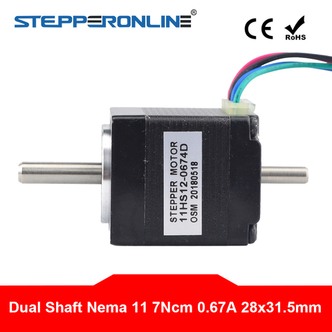 Dual Shaft Nema 11 Stepper Motor 1.8deg 7Ncm(9.94oz.in) 0.67A 4-lead Step Motor for DIY CNC 3D Printer Motor ► Photo 1/1