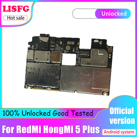 100% Unlocked Main Board 32GB 64GB For Xiaomi Redmi Hongmi 5 Plus Motherboard Logic Board With full Chips Circuits Flex Cable ► Photo 1/1