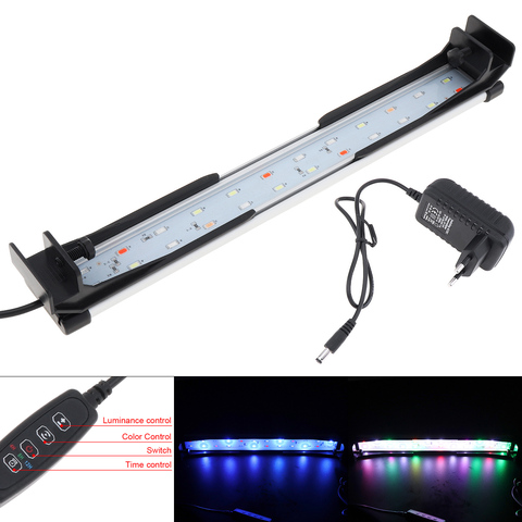 22-72CM 5 Colors Adjustable Color Timed Double Row LED Fish Tank Plant Lamp with Extendable Bracket for Aquarium Overhead Light ► Photo 1/6