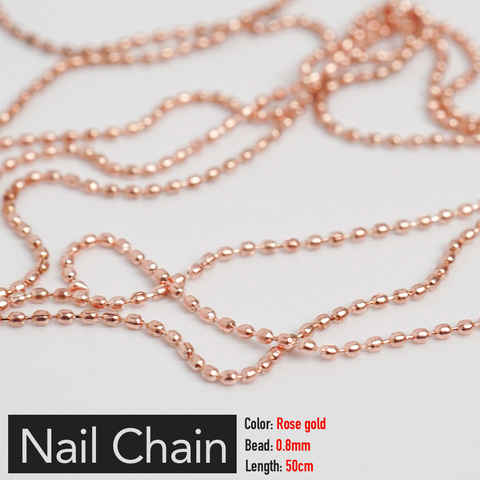 Nail Chain 0.8mm/50cm Rose Gold Silver Pixie Stone Decorations Accessory Metal Steel Ball Chain Nail Art Jewelry ► Photo 1/6