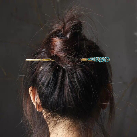 Morkopela Simple Rhinestone Hairpin Jewelry Vintage Metal Hair Stick Women Banquet Wedding Hair Accessories ► Photo 1/6