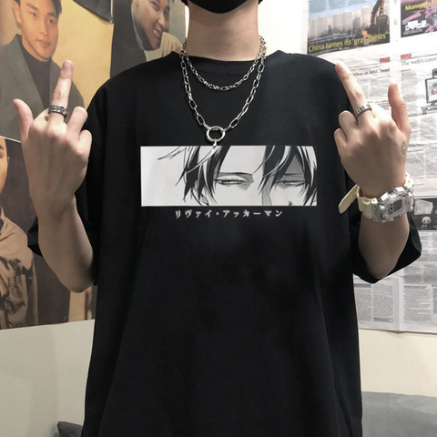 2022 Attack On Titan Anime Manga Funny Cartoon Levi·Ackerman T-shirt Tee Male Harajuku Unisex Tops Men's T Shirts Punk Clothes ► Photo 1/6