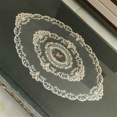 European Transparent Lace Oval Tablecloth Living Room Study Bedroom Coffee Table Cloth Hotel Villa Banquet Party Decoration ► Photo 1/5