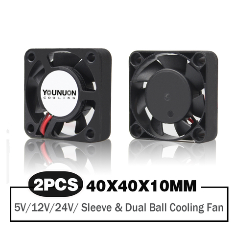 2 Pieces Dual Ball Bearing 40x40x10mm 40mm 4cm DC Brushless Cooling Fan DC 5V/12V/24V Cooling Cooler Fan for 3D Printer PC ► Photo 1/6