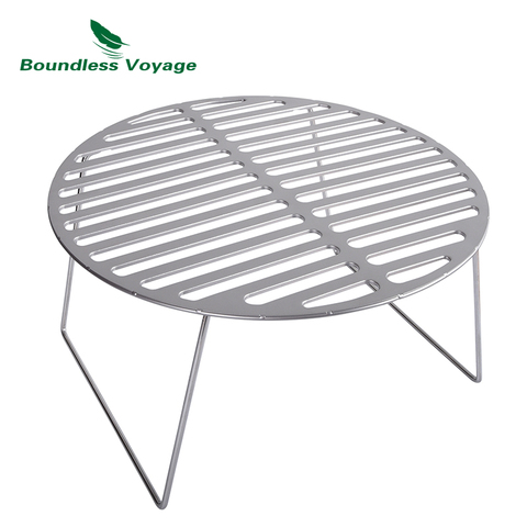 Boundless Voyage Folding Campfire Grill Titanium Round BBQ Grill Net with Legs Carrying Bag Outdoor Charcoal Gridiron Ti15161B ► Photo 1/6