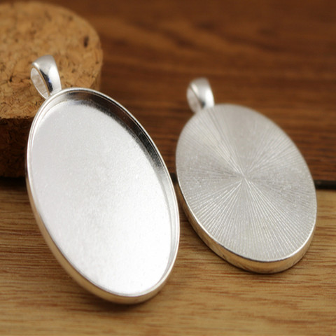 New Fashion 5pcs 30x40mm Inner Size Silver Plated Simple Style Cabochon Base Setting Charms Pendant (B4-06) ► Photo 1/2