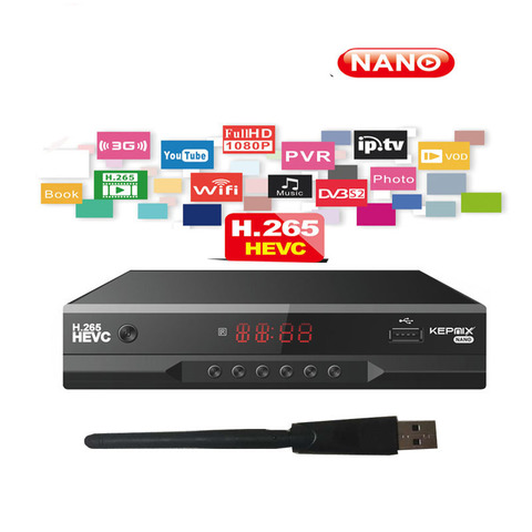 hevc Satellite Receiver Kepnix nano h.265 sunplus Support m3u PowerVu auto roll with wifi adapter Biss key digital tv receiver ► Photo 1/6