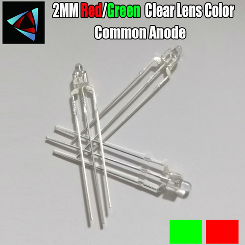 30pcs 2mm LED Diode Dual Color Red And Green Clear Lens Common Cathode & Common Anode Round Bi-Color DIY Light Emitting Lamp ► Photo 1/1