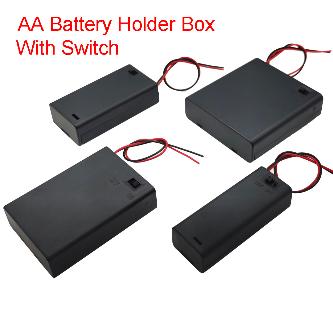 AA x 2 Open Battery Holder Box 150mm Wires Leads