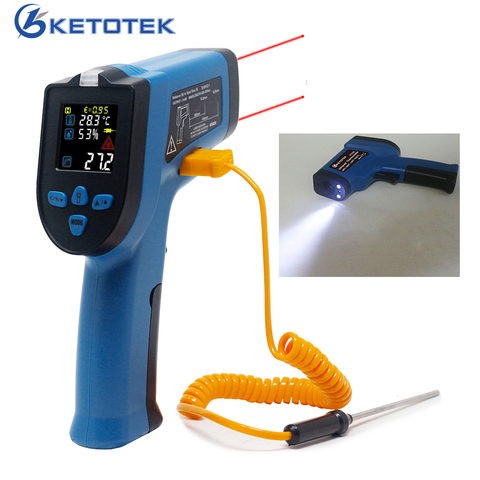 Non-Contact Digital Infrared Thermometer Laser Pyrometer Temperature Humidity Meter C/F NCV Detecting With K Type Thermocouple ► Photo 1/6