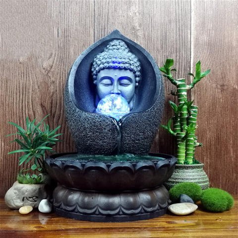 Indoor Running Water Fountains Handmade Buddha Statue Desktop Waterfall Fountain Office Feng Shui Fortune Ornaments Home Decor ► Photo 1/6