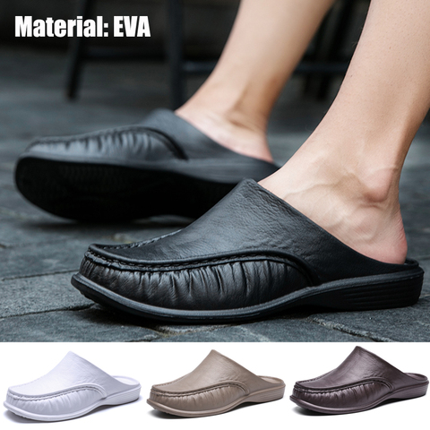 Men EVA Slippers Slip on Flats Shoes Fashion Beach Sandals Home Shoes Size 40-47 ► Photo 1/6