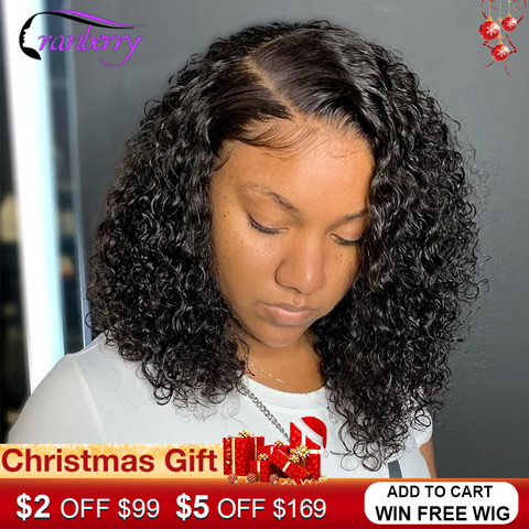 Cranberry Hair Malaysian Hair Water Wave Wig 13X4 Short Human Hair Wigs Remy Hair Lace Front Human Hair Wigs Bob Lace Front Wigs ► Photo 1/6