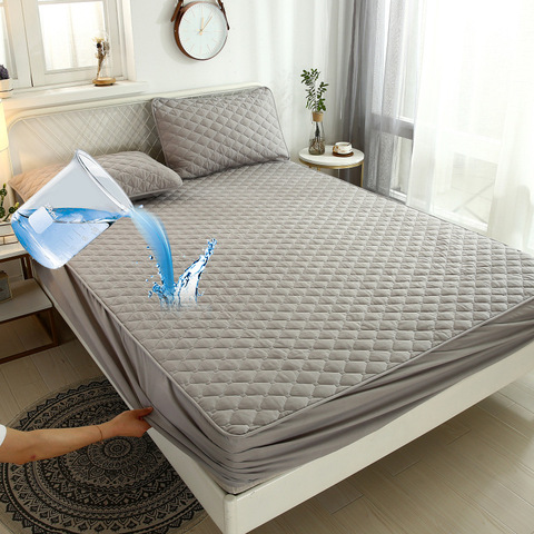 Waterproof Thicken Quilted Mattress Cover King Queen Quilted Fitted Bed Sheet Anti-Bacteria Mattress Topper Air-Permeable ► Photo 1/6