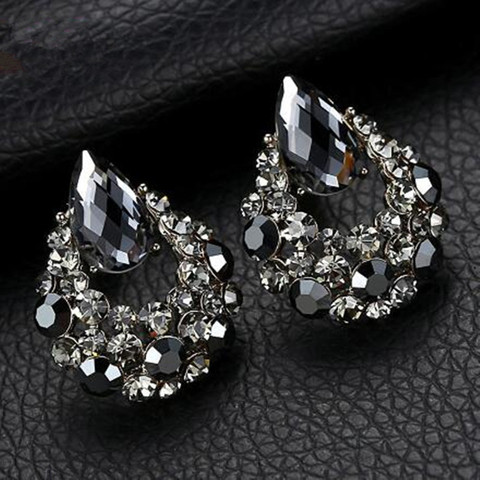 BYSPT  Luxury Waterdrop  Earrings Gray Crystal Oval Stud Earrings for Women Piercing Jewelry Waterdrop Stud Earrings ► Photo 1/6