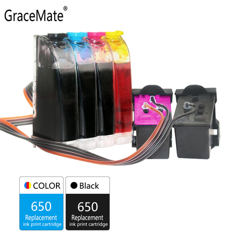 GraceMate 650 CISS Bulk Ink Compatible for Hp 650 XL for Deskjet 1015 1515 2515 2545 2645 3515 3545 4515 4645 Printer Cartridges ► Photo 1/6