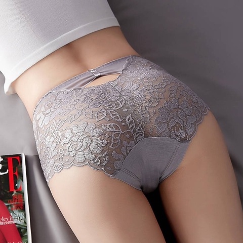 Hollow Lace Flowers Panties Women Sexy Seamless Lingerie Plus Size Hip Raise Briefs Breathable Health Knickers Sleep Underwear ► Photo 1/6