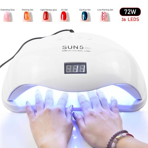 72W SUN5 Pro UV Lamp LED Nail Lamp Nail Dryer For All Gels Polish Sun Light Infrared Sensing 10/30/60s Timer Smart For Manicure ► Photo 1/6