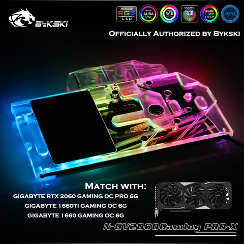 Bykski N-GV2060GamingPRO-X Full Cove GPU Water Block For GIGABYTE RTX 2060 1660TI/1660 GAMING OC PRO 6GGraphics Card Cooler ► Photo 1/6