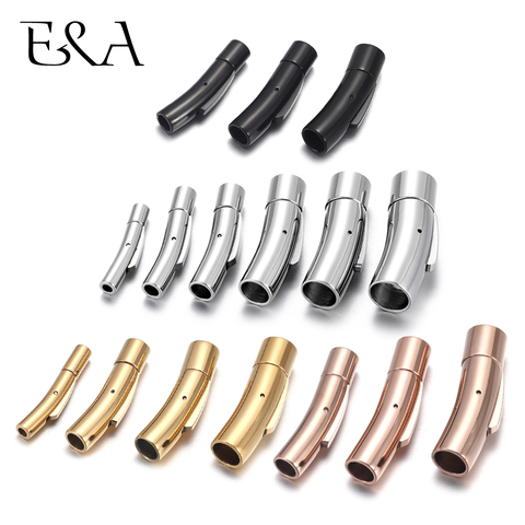 2pcs Stainless Steel Curved Bayonet Clasp Fastener PushLock Lace Buckle Leather Clasps for Bracelet Jewelry Making Accessories ► Photo 1/6