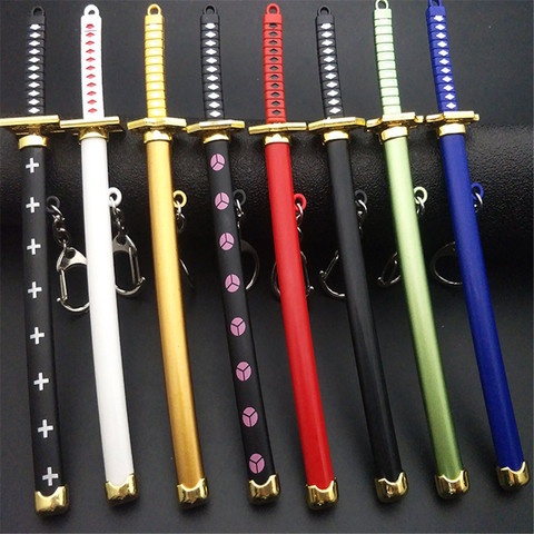 Eight Color Roronoa Zoro Sword Keychain Women Men Anime Knife Scabbard Sabre Snow Knife Key Chain Katana One Piece 15cm Q-053 ► Photo 1/6