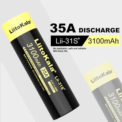1-10PCS New LiitoKala  Lii-31S 18650 Battery 3.7V Li-ion 3100mA 35A Power battery For high drain devices. ► Photo 1/5