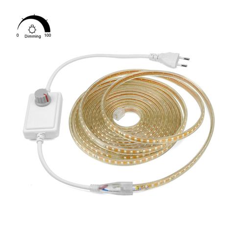 LED Strip Light 220V Waterproof 2835 SMD 120LEDs/m High Brightness Flexible  LED Ribbon With EU Switch Plug For Home Garden Decor