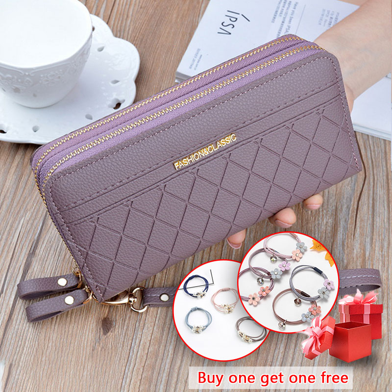 Max one Women Solid Color Coin Purse Long Wallet Card Holders Handbag 