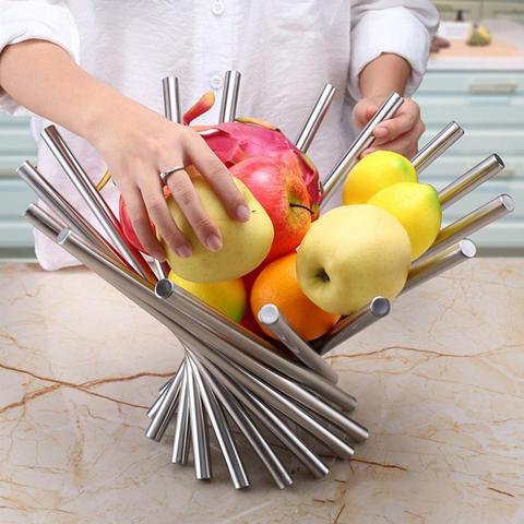 Creativity Stainless Steel Fruit Basket Foldable Rotation Fruit Stand Bowl Fruit Stand For Fruits Vegetables Or Bread ► Photo 1/6