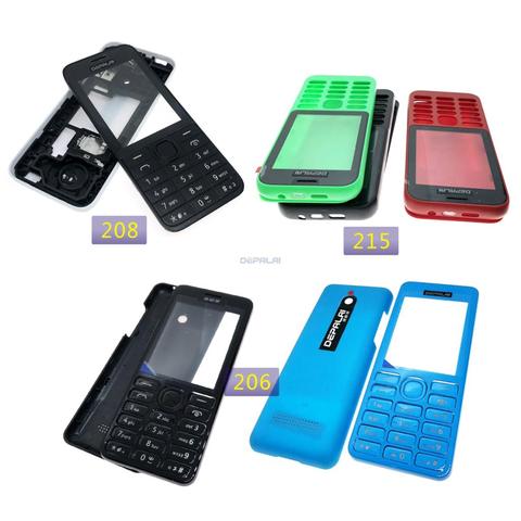 New High Quality Housing For Nokia 208  Dual SIM Card 2080 215 206 2060 Mobile Phone Cover Case Keypad ► Photo 1/6