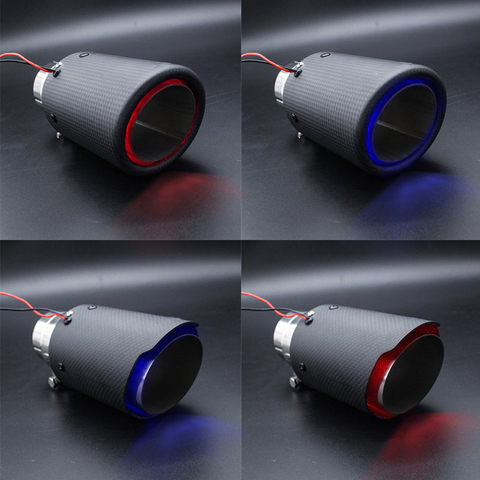 Exhaust Tips LED Light Carbon Firber Muffler Blue Red Colour 12V Power Supply ► Photo 1/6