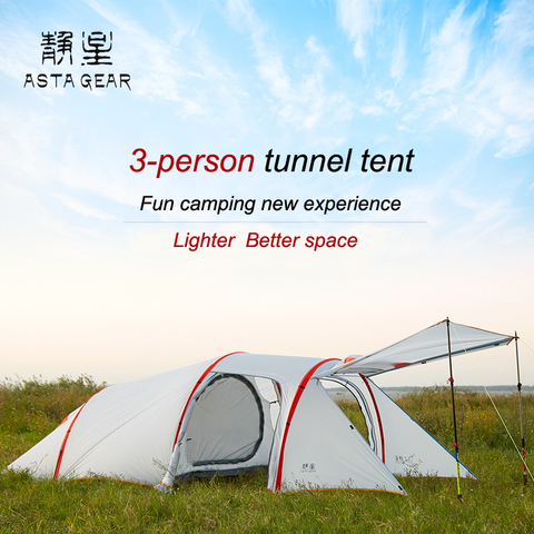 ASTA GEAR cloud layer ultralight 3 person tunnel tent outdoor climbing camping   four seasons tent 15D silicon coated ► Photo 1/6