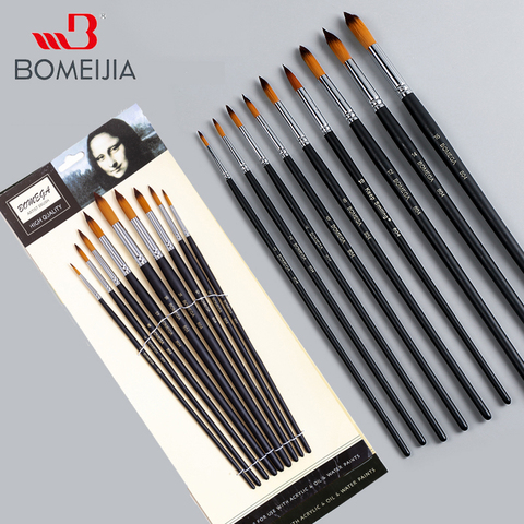 9pcs/set Nylon Hair Oil Paint Brush Round Painting Brush For Watercolor,Oil,Acrylic Brush pincel para pintura Art Supplies ► Photo 1/5