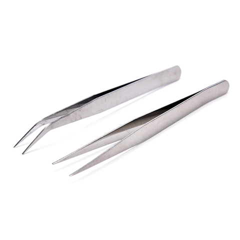 2Pcs Straight Curved Tweezer Stainless Steel Industrial Anti-Static Tweezers Tools For Crawler Repair Dental Tools ► Photo 1/4
