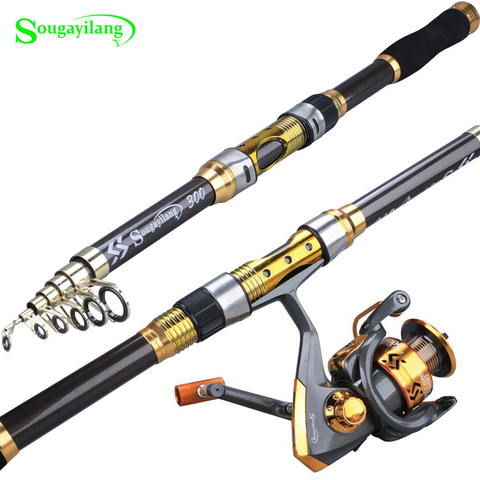 Sougayilang 2.1M 2.4M 2.7M 3.0M Spinning Fishing Rod  Ultralight Carbon Fiber Portable Telescopic Fishing Pole for Trout Carp ► Photo 1/6
