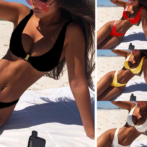 Swimwear Women Swimsuit Sexy Bikini Set Solid Bathing Suit Brazilian Beachwear Push Up Maillot De Bain Femme ► Photo 1/4