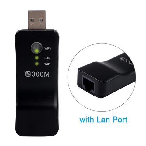 300Mpbs USB Wireless WiFi Smart TV Network Adapter Universal HDTV RJ45 Lan Port Repeater AP WPS for Samsung LG Sony TV ► Photo 1/6